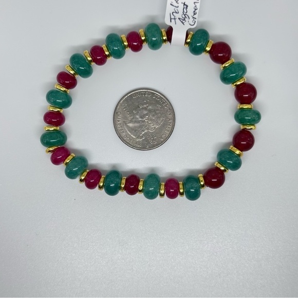 Agate and Onyx bracelet handmade stretchy - Picture 5 of 6